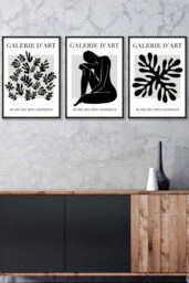 ARTZE Matisse Floral & Nude in Black & Beige Framed Wall Art - Medium - Size: W45 cm x H62 cm x D20mm - thumbnail 1