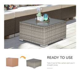 Wyld Haus Vimito Light Grey Square Rattan Outdoor Side Table with Glass Top - thumbnail 5