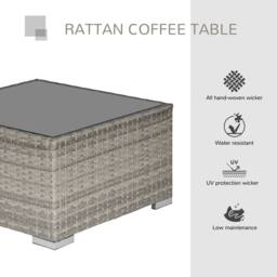 Wyld Haus Vimito Light Grey Square Rattan Outdoor Side Table with Glass Top - thumbnail 7