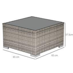 Wyld Haus Vimito Light Grey Square Rattan Outdoor Side Table with Glass Top - thumbnail 4
