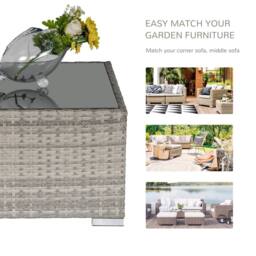 Wyld Haus Vimito Light Grey Square Rattan Outdoor Side Table with Glass Top - thumbnail 8