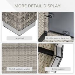 Wyld Haus Vimito Light Grey Square Rattan Outdoor Side Table with Glass Top - thumbnail 6
