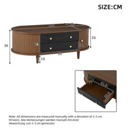 BTM Coffee Table Walnut Black Storage Drawers Roll Door Living Room Table - thumbnail 5