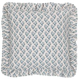 Furn Lulah Block Printed Ruffle Cushion in Blue - Size: 45 cm x 45 cm - thumbnail 2