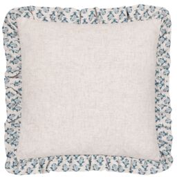 Furn Lulah Block Printed Ruffle Cushion in Blue - Size: 45 cm x 45 cm - thumbnail 3