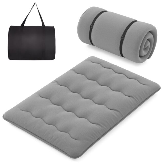 Gymax Double Size Floor Mattress Roll up Mattress Pad Tatami Mat With Carry Bag in Grey - image 1