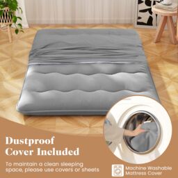 Gymax Double Size Floor Mattress Roll up Mattress Pad Tatami Mat With Carry Bag in Grey - thumbnail 6