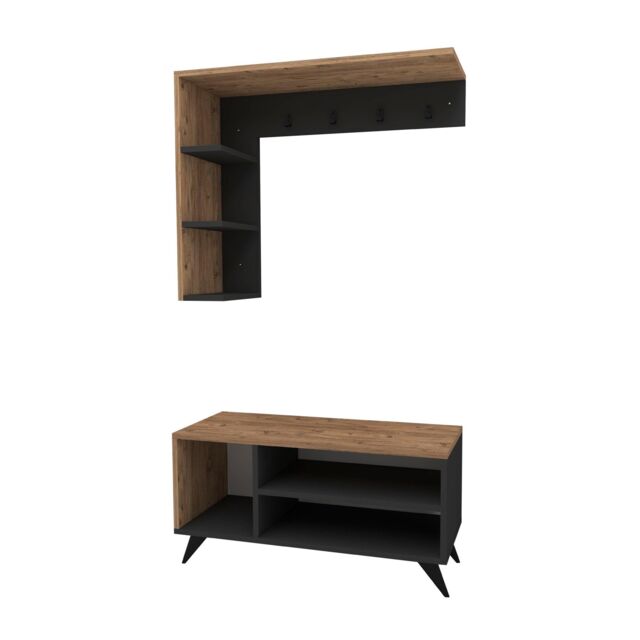 Destina Home Hallway Coat Rack Shoe Storage Hat Stand with Shelves Cassia in Dark Grey - Size: 1 Pack - image 1