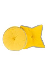Homescapes Round Cotton Floor Cushion Soft, Comfy & Machine Washable in Yellow - thumbnail 5