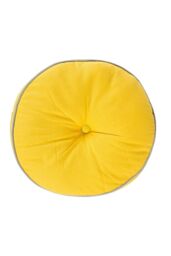 Homescapes Round Cotton Floor Cushion Soft, Comfy & Machine Washable in Yellow - thumbnail 1