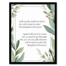 "Artery8 Wall Art Print Matthew 19:24 Jesus Christ Christian Bible God Quote Green Framed Art - Size: W12"" x H16""" - thumbnail 1