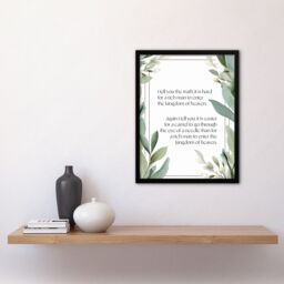 "Artery8 Wall Art Print Matthew 19:24 Jesus Christ Christian Bible God Quote Green Framed Art - Size: W12"" x H16""" - thumbnail 4