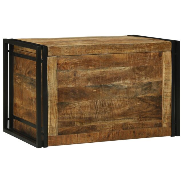Berkfield Home Storage Box - 80 x 50 x 50 cm, Solid Rough Wood Mango in Brown - Size: 80 x 50 x 50 cm - image 1