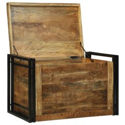 Berkfield Home Storage Box - 80 x 50 x 50 cm, Solid Rough Wood Mango in Brown - Size: 80 x 50 x 50 cm - thumbnail 2