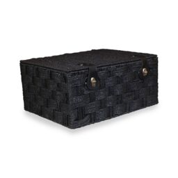 Red Hamper Black Woven Paper Rope Picnic Basket - Size: Medium