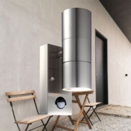 First Choice Lighting Set of 2 Blaze - Stainless Steel Outdoor Motion Sensor Wall Lights in Silver - thumbnail 7