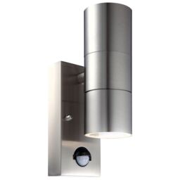 First Choice Lighting Set of 2 Blaze - Stainless Steel Outdoor Motion Sensor Wall Lights in Silver - thumbnail 3