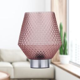 First Choice Lighting Porter - Battery Operated Chrome Lamp with Pink Textured Glass in Silver - thumbnail 6
