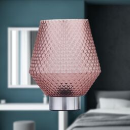 First Choice Lighting Porter - Battery Operated Chrome Lamp with Pink Textured Glass in Silver - thumbnail 5