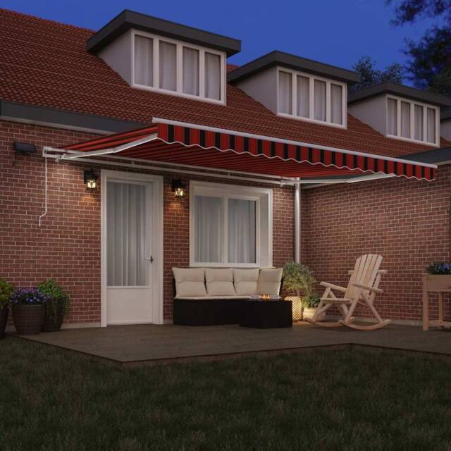 Berkfield Home Manual Retractable Awning with LED Orange & Brown 450x300 cm - image 1