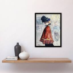 Artery8 Henry Somm Elegant in Red Cape Watercolour Portrait Framed Art Print - Size: A4 - thumbnail 4