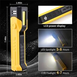 Nordara LED COB USB Flexible Rechargeable Magnetic Lamp in Yellow - thumbnail 2
