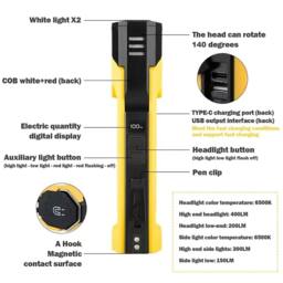 Nordara LED COB USB Flexible Rechargeable Magnetic Lamp in Yellow - thumbnail 4