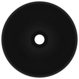 Berkfield Home Luxury Bathroom Basin Round Matt Black 32.5x14 cm Ceramic - thumbnail 1