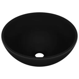Berkfield Home Luxury Bathroom Basin Round Matt Black 32.5x14 cm Ceramic - thumbnail 3