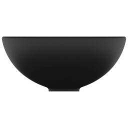Berkfield Home Luxury Bathroom Basin Round Matt Black 32.5x14 cm Ceramic - thumbnail 4