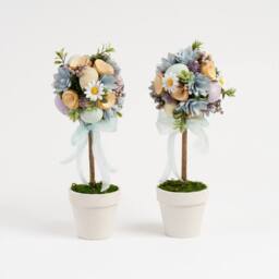 Scottish Everlastings Ltd Set 2 36cm Wood Shave Topiary Trees - thumbnail 3