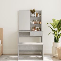 Berkfield Home Dressing Table with Mirror Concrete Grey 74.5x40x141 cm - thumbnail 3