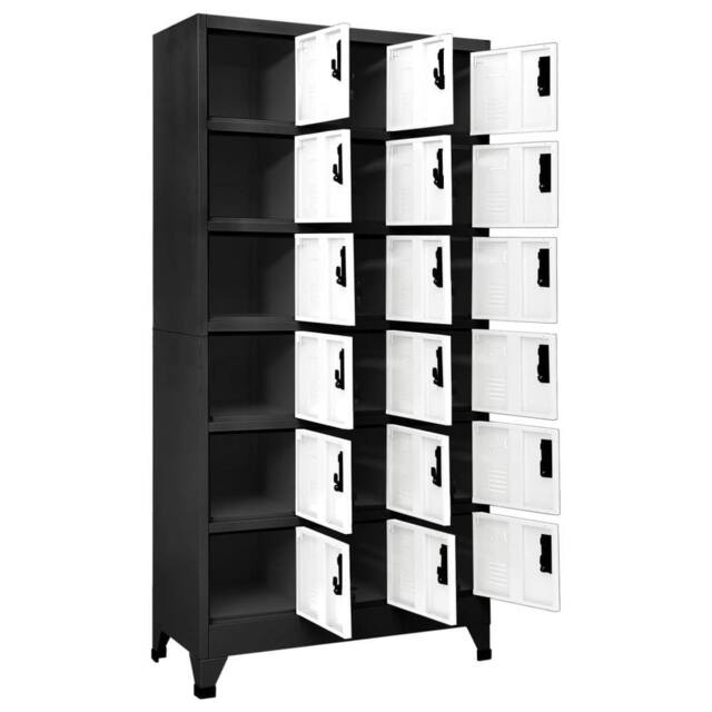 Berkfield Home Locker Cabinet Anthracite & White 90x40x180 cm Steel in Charcoal - Size: 90 x 40 x 180 cm - image 1