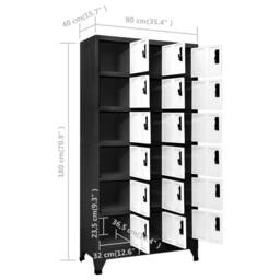 Berkfield Home Locker Cabinet Anthracite & White 90x40x180 cm Steel in Charcoal - Size: 90 x 40 x 180 cm - thumbnail 8