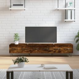 Berkfield Home TV Cabinet Smoked Oak 150x36x30 cm Engineered Wood in Brown - Size: 150 x 36 x 30 cm - thumbnail 1