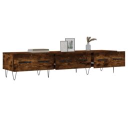 Berkfield Home TV Cabinet Smoked Oak 150x36x30 cm Engineered Wood in Brown - Size: 150 x 36 x 30 cm - thumbnail 4