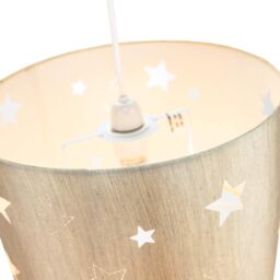 Happy Homewares Contemporary Linen Childrens/Kids Pendant/Lamp Shade with Laser Cut Stars in Beige - thumbnail 2