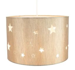 Happy Homewares Contemporary Linen Childrens/Kids Pendant/Lamp Shade with Laser Cut Stars in Beige