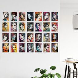 "Artery8 Wall Art Print 50 Pcs Glitter & Glamour Women Portraits Collage Kit Gold Bold Modern Retro Pop Street Art Wall s A6 Set Pack 15x10 cm (6x4"")" - thumbnail 4