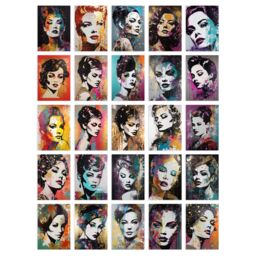 "Artery8 Wall Art Print 50 Pcs Glitter & Glamour Women Portraits Collage Kit Gold Bold Modern Retro Pop Street Art Wall s A6 Set Pack 15x10 cm (6x4"")" - thumbnail 2