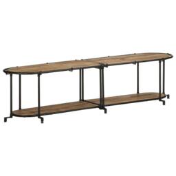 Berkfield Home TV Cabinet 160x42x40 cm Solid Wood Rough Mango in Brown - Size: 160 x 42 x 40 cm - thumbnail 2