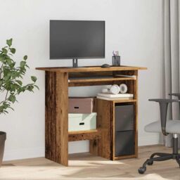 Berkfield Home Desk Old Wood 80x45x74 cm Engineered Wood in Brown - Size: 80 x 45 x 74 cm - thumbnail 3