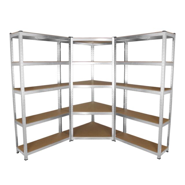 Monstershop Galwix 90cm Racking Bundle: Corner Shelving & 2 Garage Racking Bays in Silver - image 1