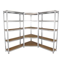 Monstershop Galwix 90cm Racking Bundle: Corner Shelving & 2 Garage Racking Bays in Silver