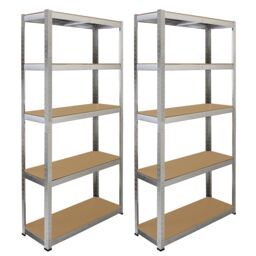Monstershop Galwix 90cm Racking Bundle: Corner Shelving & 2 Garage Racking Bays in Silver - thumbnail 2