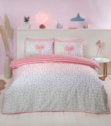 Rapport Home Dalmation Polycotton Reversible Duvet Cover Set with Pillowcase in Dusty Pink - Size: King - thumbnail 1