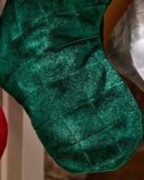 Dibor Set of 4 Harrington Quilted Green Velvet Xmas Gift Christmas Stocking - Size: 4 Pack - thumbnail 3
