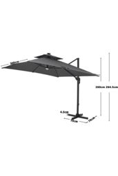 Living and Home 3m Large Cantilever Outdoor Garden Parasol with LED Light in Dark Grey - thumbnail 6