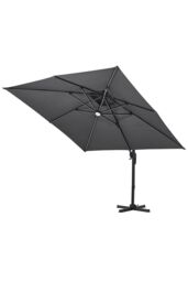Living and Home 3m Large Cantilever Outdoor Garden Parasol with LED Light in Dark Grey - thumbnail 4