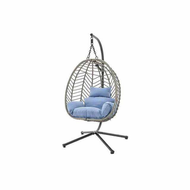 LUXURY LIFE Hanging Egg Chair Floating Garden Seat with Waterproof Cushion in Blue - image 1